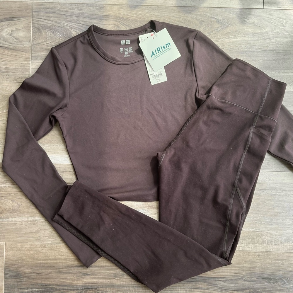 Uniqlo AIRism Workout Set Brown